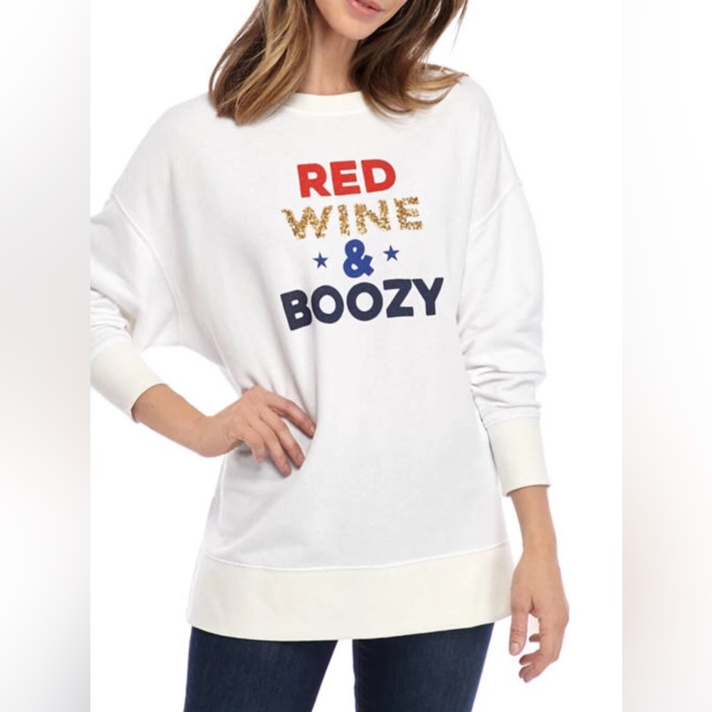 NWOT Crown & Ivy “Red Wine & Boozy” Small Sweatshirt
